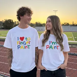 I Love To Finger Paint & I’m Paint Matching Couple Shirts – Funny Valentine’s Day Graphic Tees, Cute Matching Outfits for Couples