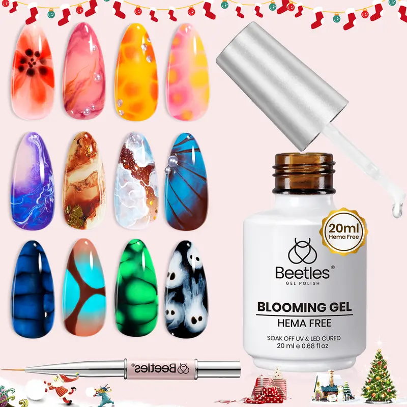 Beetles Hema-Free Aesthetic Gel Polish, 2.4 oz Hydroxyethyl Methacrylate (Hema)-Free Soak-Off UV & LED Cured Nail Care for Nail Art, Marble Natural Stone Effect Glossy Mother’s Day Gift