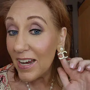 Women's Necklace Set, Geometric C-Shape Diamond Design Earrings Long Pearl Chain, Elegant Jewelry Gift for Her