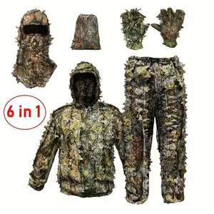 Hunter Airsoft Breathable Camouflage Hunting Suit for Men - Lightweight and Hooded Design, Suitable for Height 100-190cm/3.3-6.2ft, Halloween Costume