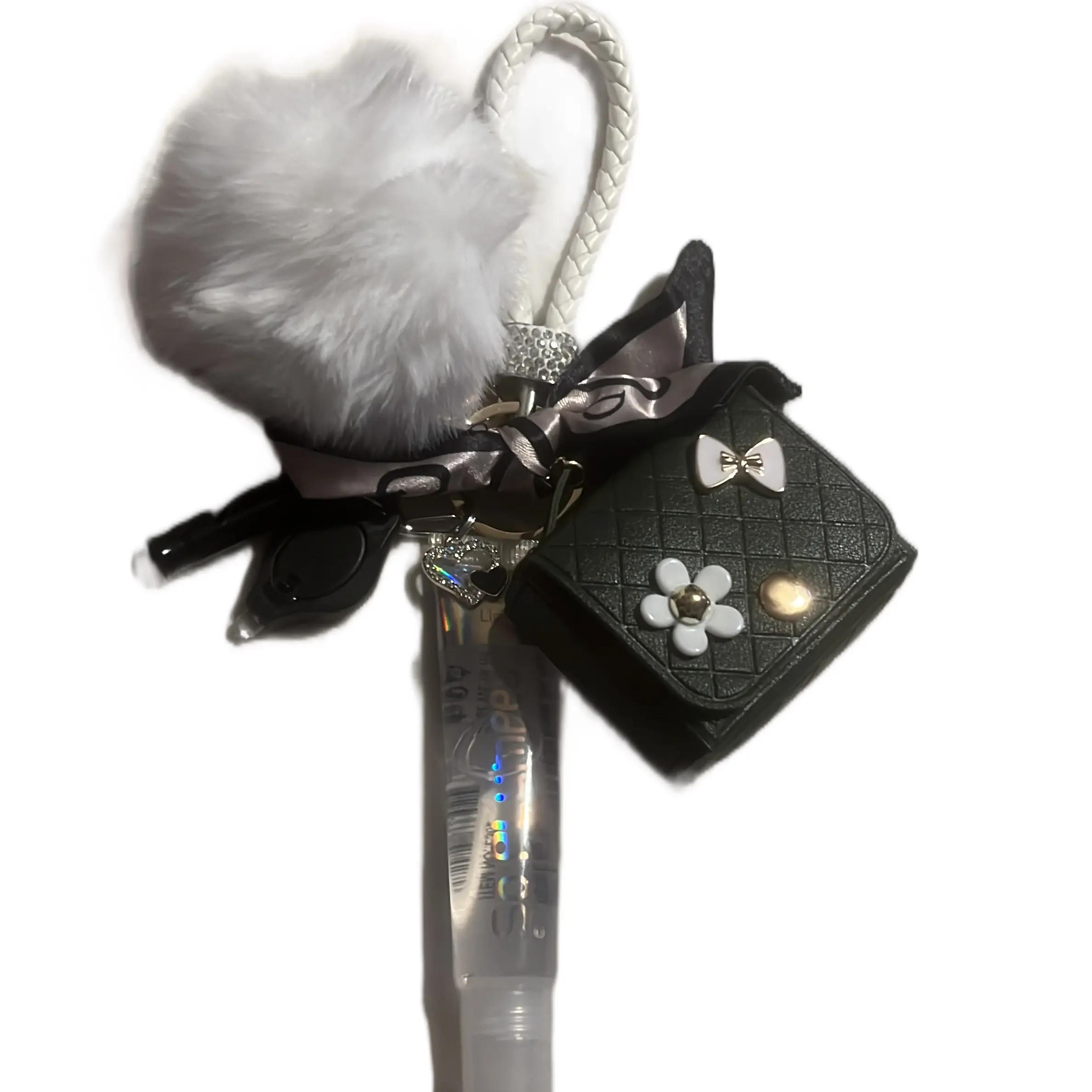 Lipgloss keychain with wallet and accessories