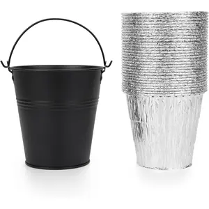 Grill  Bucket and 30-Pack Bucket Liners for Traeger 20/22/34 Series, Pit Boss,Camp Chef, Oklahoma Joe Rec Tec, Z Grill, Black