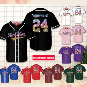 Personalized Name PRINTED GLITTER Baseball Jersey, Custom Color Ombre Bling Jersey, Full Size Options, Everyone Can Find Their