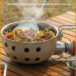 Trending Portable camping stove for cooking rice and stir-fry, a multi-functional outdoor all-in-one pot for camping, picnics and fishing
