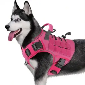 Adjustable No-Pull Tactical Dog Harness With Handle ForLarge Dogs-Reflective Military Vest For LabradorRetriever, Siberian Husky,Gemman Shepherd -DurablePolyester Material