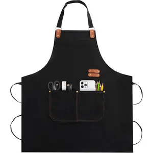 Apron for Men Women Adjustable Strap Heavy Duty Chef Apron with Pockets for Cooking Gardening