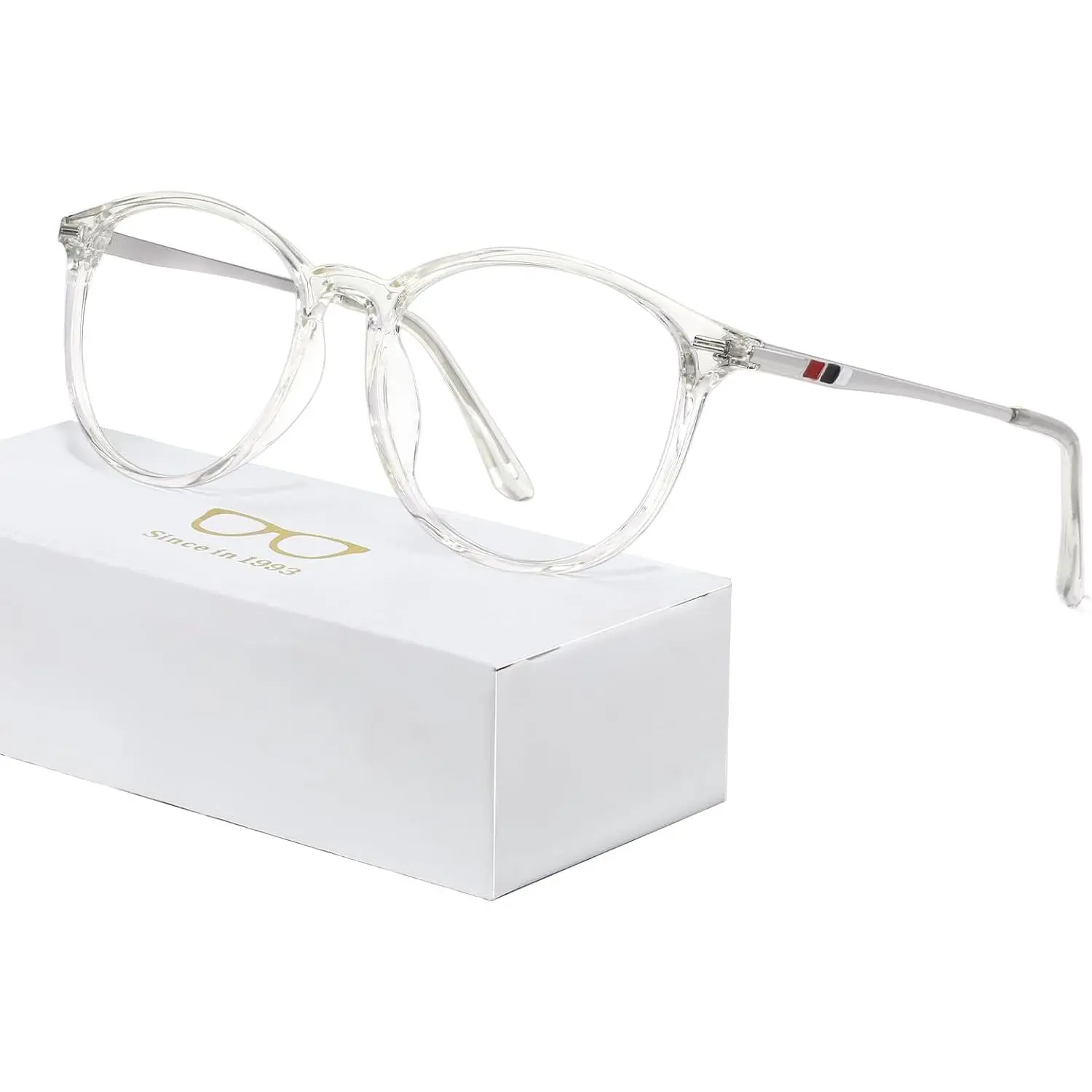 Stylish Nerd Eyewear +3.00, Unisex Transparent Plastic Frame Readers with Blue Light Blocking and Anti-UV Lens, Stylish Readers