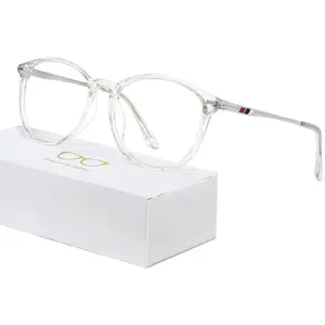 Reading Glasses for Women Men Blue Light Blocking Anti UV Ray Filter Nerd Eyeglasses(Transparent,3.00x)