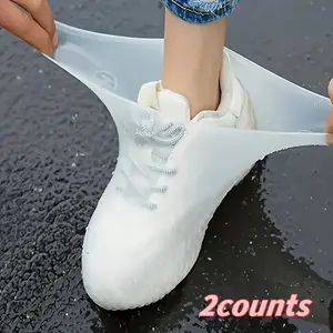2-Pack Reusable Waterproof Shoe Covers, Durable Silicone Rain Boot Covers, Outdoor Travel Camping Hiking, Unisex Anti-Slip Grip Shoe Protectors