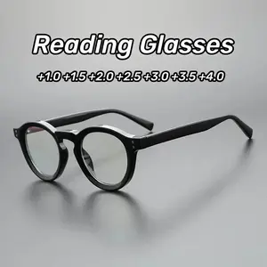 Retro Oval Women Reading Glasses Vintage Round Frame Men Far Sight Glasses Personalized Anti Blue Light Presbyopia Glasses