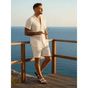 2-Piece Summer Essentials - Solid Color Button-Up Shirt and Shorts Set for Men - Casual, Breathable, and Comfortable Outfit for Warm Weather, men's briefs underwear, mens short sets 2 piece outfits, men's briefs, mens t shirts for men, men shirts