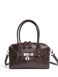 Women's New Genuine Leather Large Capacity Boston Pillow Bag, Fashion Crossbody Shoulder Handbag for Commuting, Cowhide Leather Crossbody