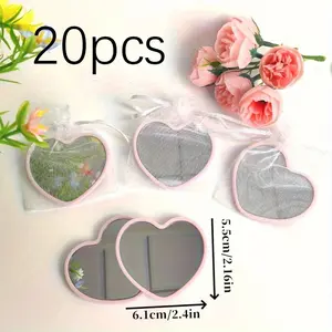 20-Piece Wedding Gift Set, Heart Design Mirror, Portable Plastic Mirror, Bride Thank You Card with Organza Bag, Bridal Party Gifts