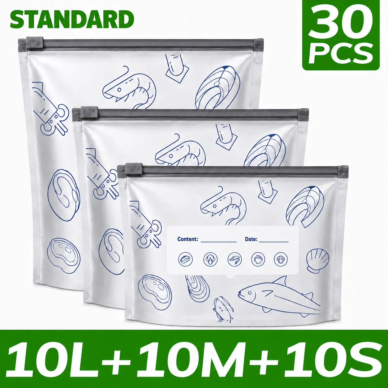 30PCS【STANDARD】10L+10M+10S