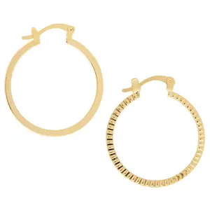 Marlyn Schiff 1" Thin Textured Hoop Earrings