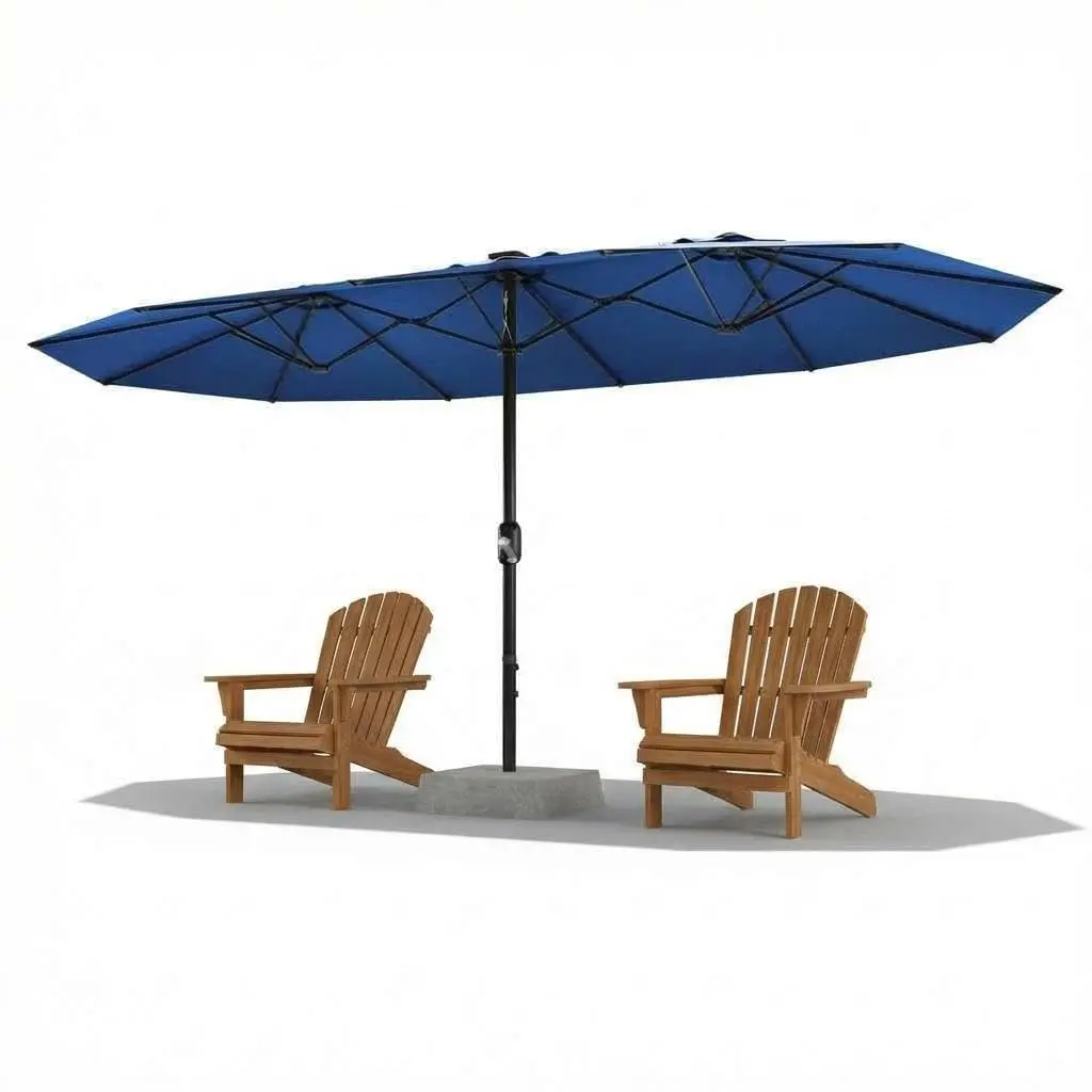 Garvee 13ft Sturdy Wind-Stable Round Commercial Outdoor Patio Umbrella - Fiberglass Ribs, Airflow Dual Top Polyester Outdoor Canopy Shelter, Extra Large Patio Parasol for Restaurant, Backyard (Without Base Weight)