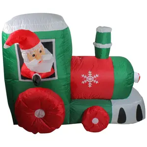 Northlight 4.5' Inflatable Santa on Locomotive Train Decor Northlight 4.5' Inflatable Santa on Locomotive Train Decor