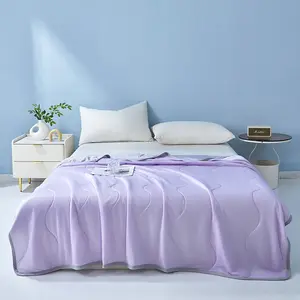 1pc Luxe Wavy Ice Silk Cooling Blanket, Ice Cream Summer Air Conditioner Quilt, Machine Washable Cold Feel Summer Blanket, Bare Skin Sleep Friendly, Lightweight Breathable, No More Night Sweats, Summer Cooling Blankets