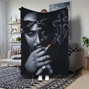 1 cool Tupac Amaru Shakur character printed flannel blanket,soft and suitable for bed,office or sofa,ideal birthday gift for friends or partners,50*40 blanket plushthin quilt holiday gift Intense Nacho Printed Flannel Blanket