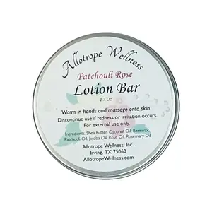 Patchouli Rose Shea Butter Body Lotion Bar, All Natural Ingredients Solid Body Butter Moisturizer Skin Care