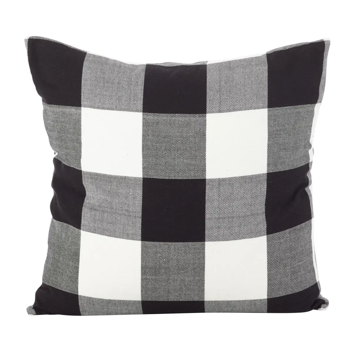 SARO 9025P.BK20S 20 in. Square Buffalo Check Plaid Cotton Down-Filled Throw Pillow Cushion, Black, Machine Washable
