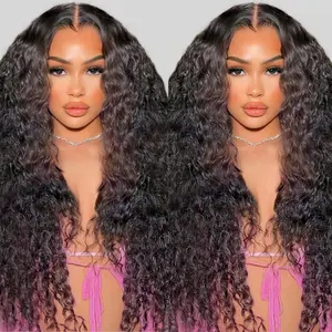 5x5 HD Lace Closure Glueless Wigs Human Hair Pre Plucked Deep Wave Lace Front Wigs Human Hair 180% Density