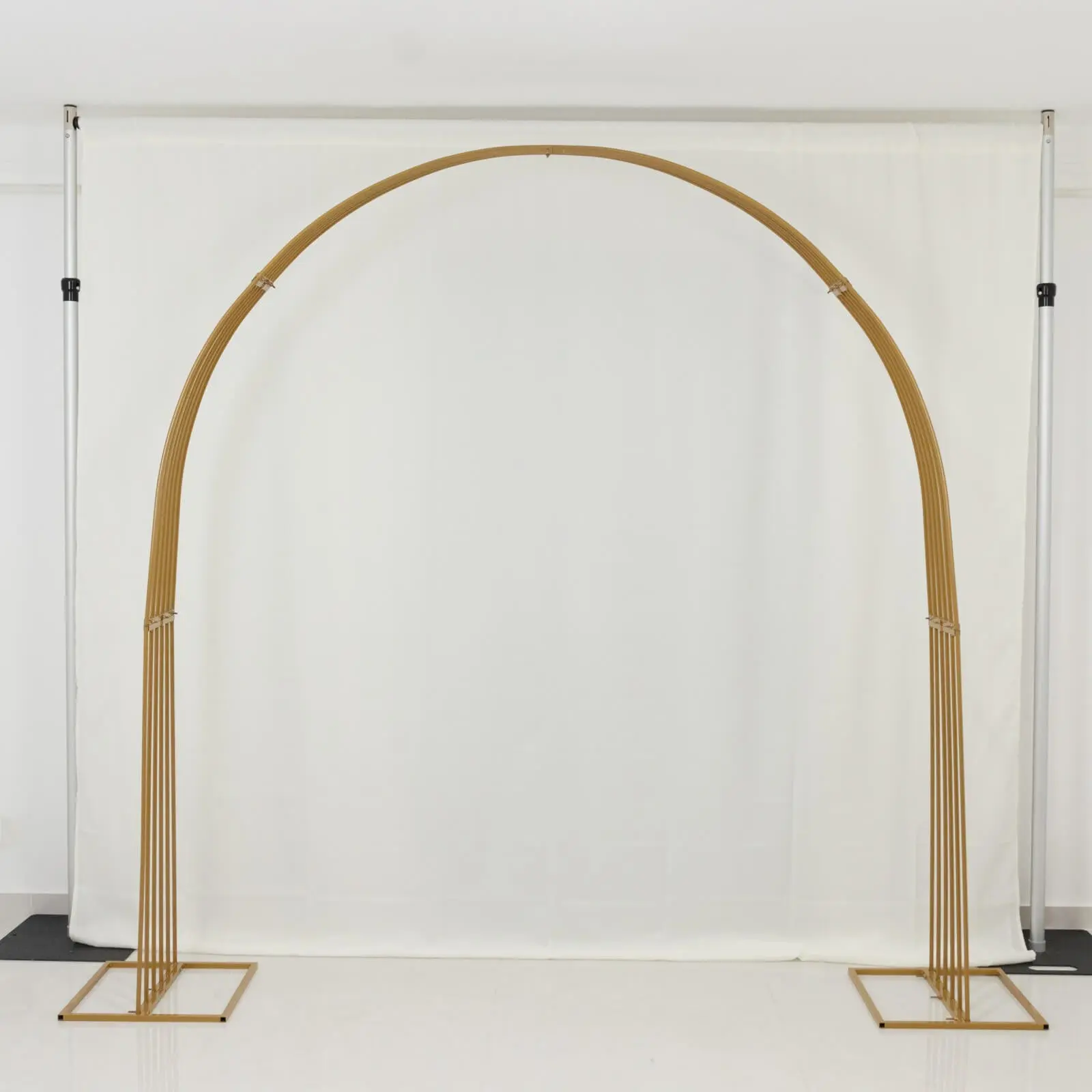8ft Gold Metal Dome Wedding Arched Backdrop - Heavy-Duty Party Decor Stand, 3D Floral Balloon Frame for Wedding, Birthday Party Setup, Quinceanera