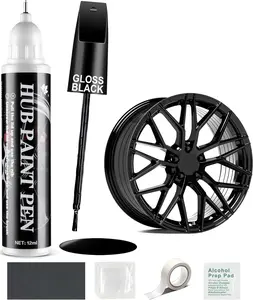 Gloss Black Rim Repair Kit, Wheel Paint and Rim Paint Touch Up Pen for Curb Rash, Universal Alloy Wheel Scratch Repair for Scratches and Scuffs, Car Accessories (Gloss Black)