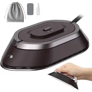 Travel Iron with Dual  - 120V/220V Mini Dry Iron for Clothes (No Steam), Non-Stick Ceramic Soleplate, 302? Heat Press Machine for Quilting & Sewing, 0.95lbs Lightly (Brown) Household Appliances Multifunction