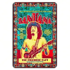 1969 Santana Fillmore East Concert Vintage Aluminum Poster Historic Rock Memorabilia Wall Art