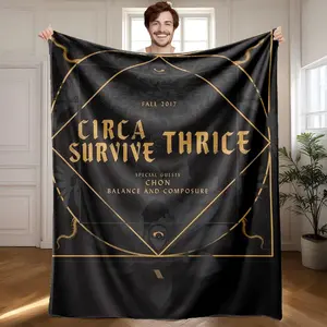 1 piece Circa Survive and Thrice 2017 Fall Tour themed flannel blanket - Modern design flannel blanket, suitable for sofas and beds, all-season use, super soft and comfortable, digital printing, 100% polyester material, machine washable, suitable