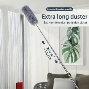 1pc ultra long telescopic dust removal Zen, bendable design, 280cm telescopic rod, washable and reusable, Multisurface dusters, suitable for cleaning high ceilings, living rooms, cars and terraces, ideal cleaning choice