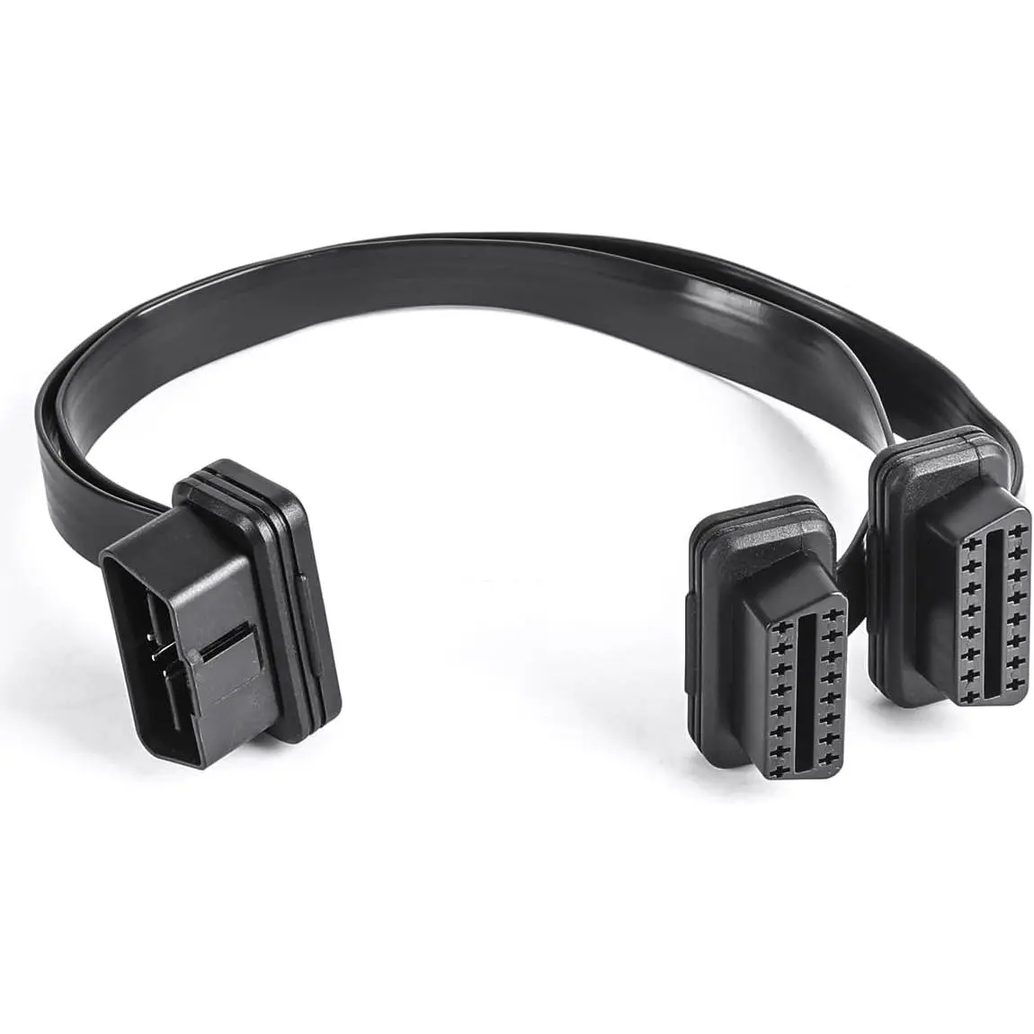OBD Extension Cable, car OBD II Splitter Extension  pin Cable Plug to Socket Adapter Extension Cable Diagnostic Extender cm Flat Ribbon Cable Wire Flat OBDII Flat Ribbon Cable