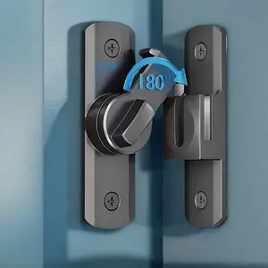 Anti-Theft Heavy Duty Door Lock Handle, Security Lock, Adjustable Sliding Pin 90°/180°, Reinforced Durable Structure, Modern Door Lock Compatible, Door Hardware