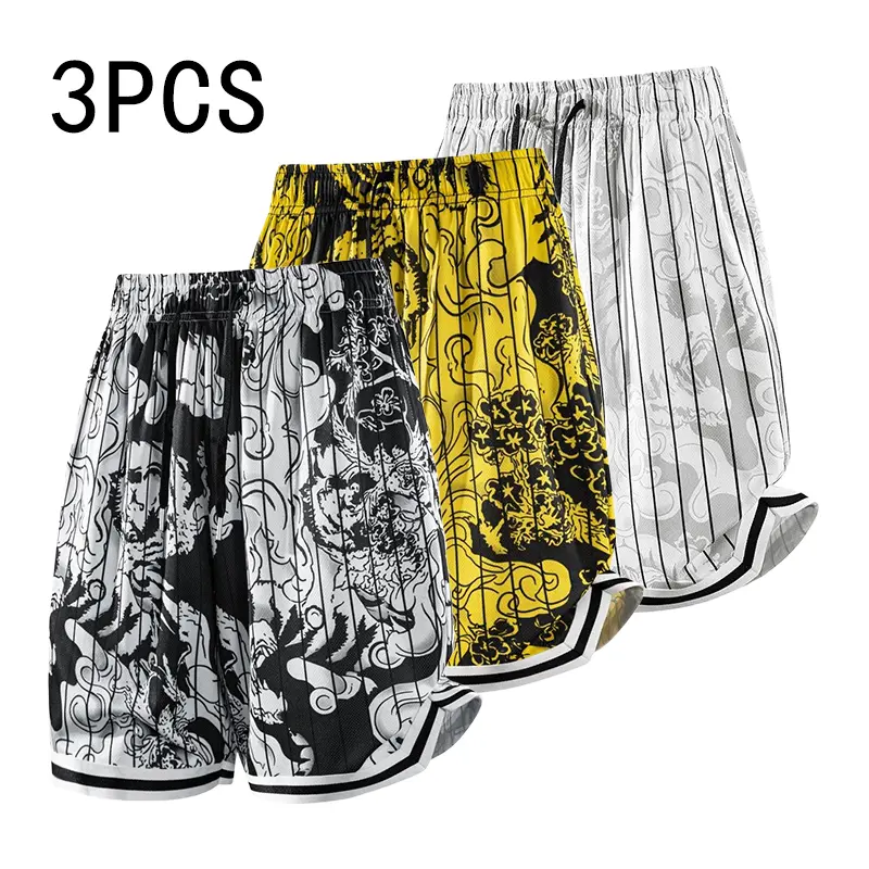 Men’s breathable beach vacation shorts with pockets, printed design, drawstring swim and sports shorts—summer casual wear, beach shorts for seaside beaches, outdoor sports, and everyday casual wear.