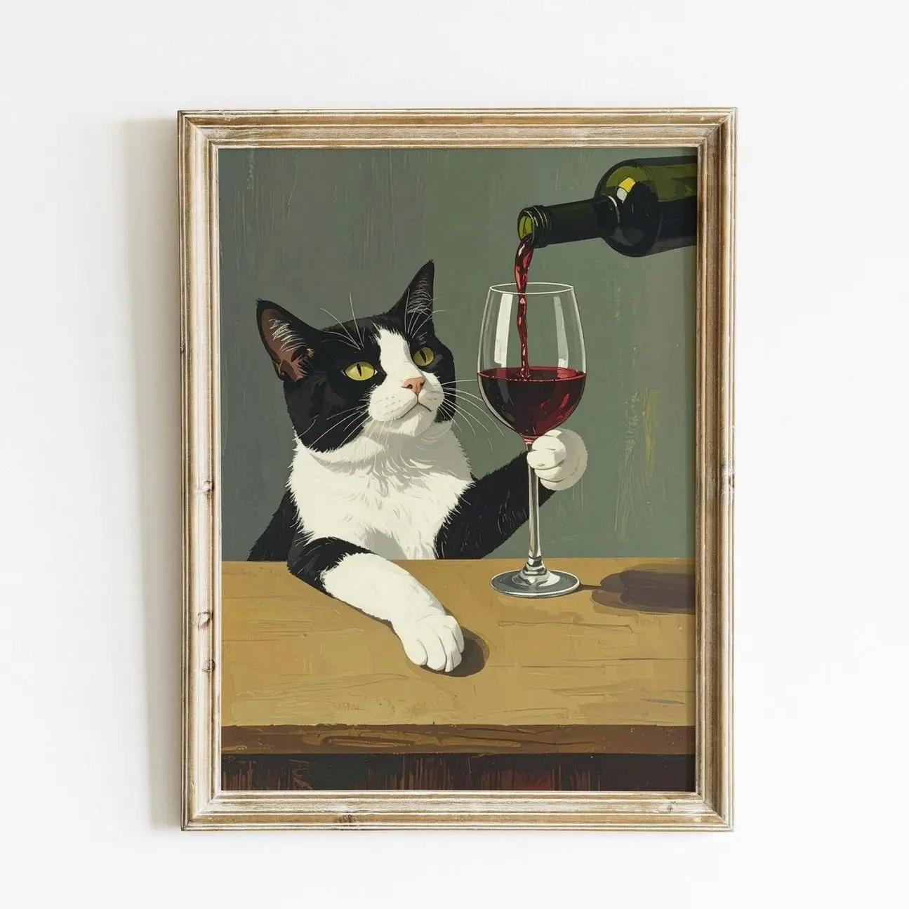 Black and White Cat Wall Art, Tuxedo Cat Poster, Dark Humor Home Decor T