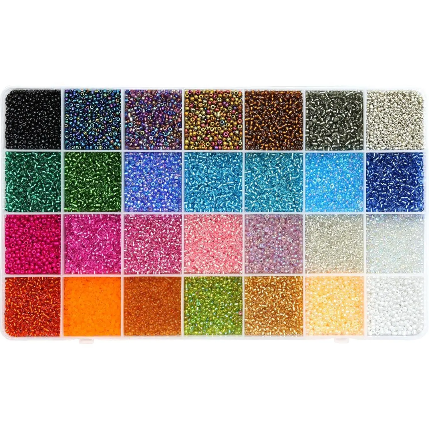 X-HDJ25  24000Pcs 2mm Glass Seed Beads Kit, with 28 Colors Small Beads Kit for Girls,Women and Adults,Bracelets, Necklaces,Earring,Jewelry Making Supplies