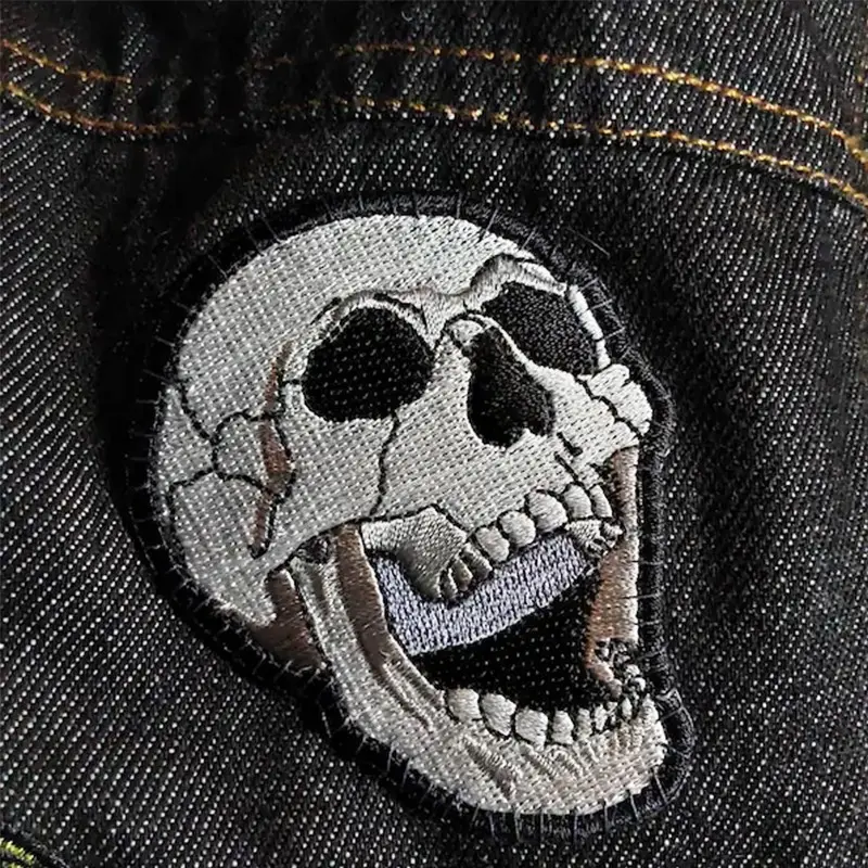 Punk Horror Gothic Skull Patch, Embroidered Backing Iron-On, Suitable for Clothes Jackets Hats Accessories, Unique Punk Style Decorative Element, Embroidered Patches