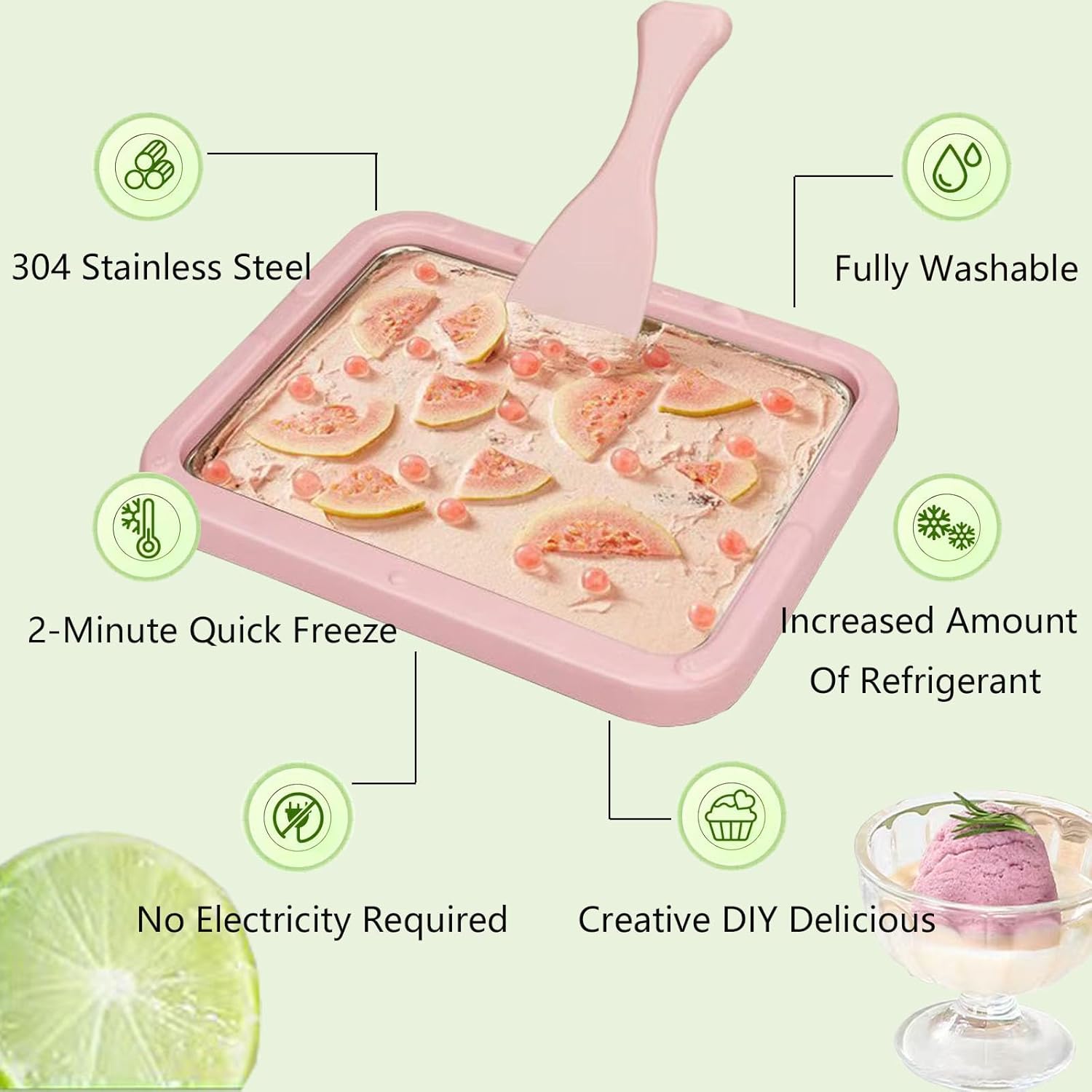 Ice Cream Roller Maker – DIY Rolled Ice Cream Tray | Instant Frozen Yogurt & Gelato Pan for Home | Fun Parent‑Child Activity | White