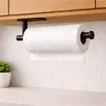 Black Stainless Steel Paper Towel Holder - Easy Installation via Self-Adhesive Tape or Drilling, Smooth Waterproof Metal Design, Under Cabinet/Wall Mount for Kitchen, Bathroom, Garage, Holds Heavy Rolls, Kitchen Decor