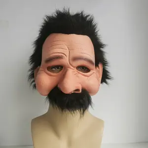 Lifelike Half-Face Synthetic Black-Haired Character Mask, Lightweight Fashion Accessory with Realistic Hair and Expressive Features, Hand-Washable for Halloween and Themed Events, Accessories