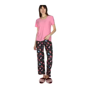 Memoi Women's Cozy Cats Tee & Printed Pant Pajama Set
