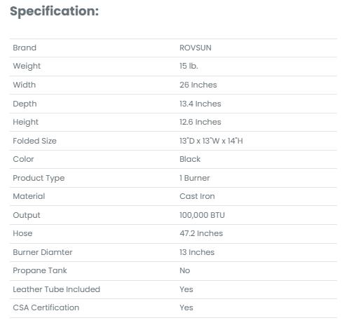 [TOP RATED - FLASH SALE] ROVSUN 1-Burner 100000 BTU Camping Propane Stove with Foldable Side Shelf