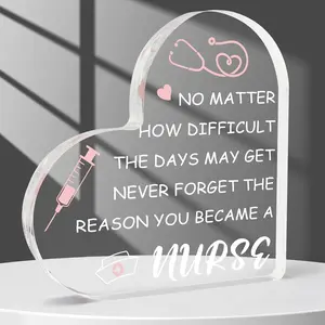 Nurse Gifts for Women, Nurse Appreciation Gifts, Nurse Week Gifts Acrylic Heart Sign Nurse Graduation Gift School Nurse Practitioner Gifts for Women Desk Decor