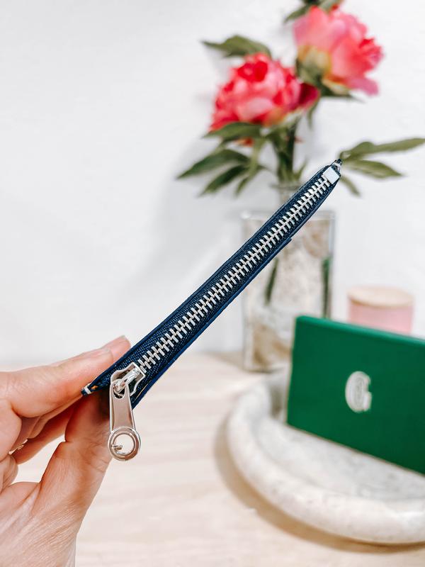 Pre-owned Goyard Coated Canvas and Leather Small Leather Goods BNIB Navy Blue Zipper Top Card Holder with Versatile Design for Card Organization