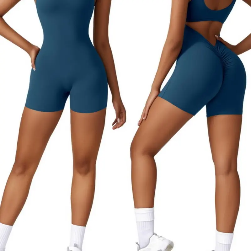 Women's Solid Square Neck Sports Romper, Casual Athleisure Style Sleeveless Bodycon Romper for Yoga Gym Workout, Ladies Sportswear for All Seasons, Sporty Jumpsuit, Sleeveless Yoga Jumpsuits, Workout Rompers