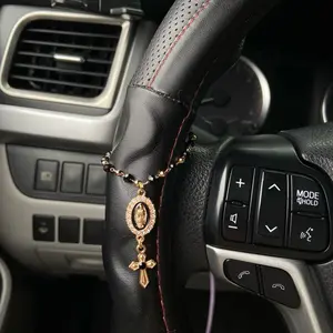 Steering Wheel Rosary Charm Accessory - Black Car Rosary -Car Accessory Charms-CarDecor -Catholic Gift