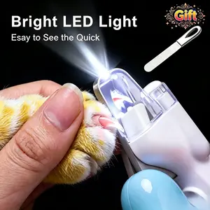 Pet Nail Clipper with LED Light, Dog Nail Trimmer, Pet Grooming Supplies Claw Trimmer Safe Guard to Avoid Overcutting the Quick for Dogs, Cats, Rabbits, Sharp Stainless Steel Blades