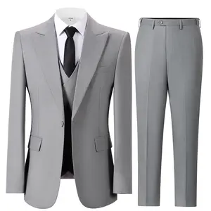 Men's Plaid Three-Piece Suit For Business & Party