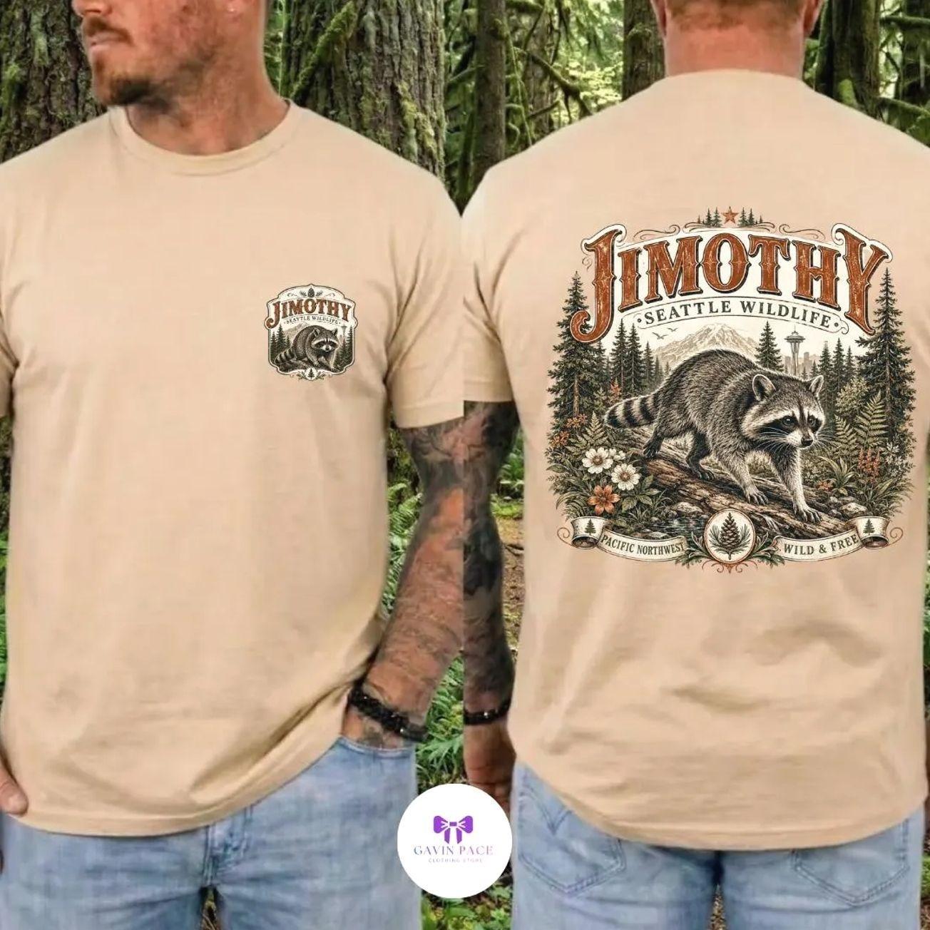 Comfort Colors Jimothy Raccoon T-Shirt, Viral Seattle Trash Panda Tee, Vintage Pacific Northwest Wildlife Graphic Shirt, Funny Raccoon Lover Gift, Retro Forest Animal Apparel, Cute Trash Panda Shirt, PNW Nature Souvenir Gift for Men & Women